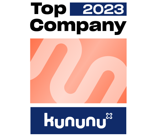 Top Company 2023 Siegel der Bewertungsplattform kununu. Das Siegel erhalten hat die DSN GROUP.